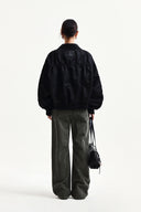 SMALL LOGO SHIRRING JUMPER IN BLACK image 7