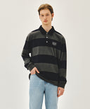 WASHED DENIM COLLAR LONG SLEEVE TEE IN CHARCOAL GREY image 11