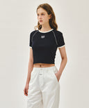 W AEROCOOL SMALL CLASSIC LOGO SLIM RINGER TEE IN NAVY