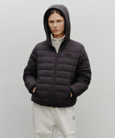 CLASSIC LOGO HOODED LIGHT DOWN JACKET IN BLACK image 14