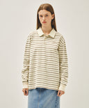 STRIPE PIQUE LONG SLEEVE TEE IN IVORY image 12