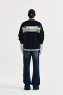 BACK LOGO COLLAR KNIT TOP FOR MEN IN DARK NAVY image 17