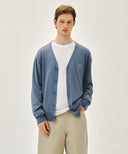 SMALL CLASSIC LOGO V-NECK KNIT CARDIGAN IN VINTAGE BLUE image 11