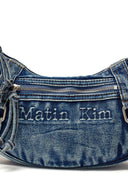 MATIN WASHED DENIM MINI HOBO BAG IN BLUE image 8