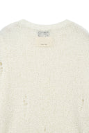 ASYMMETRIC DAMAGED KNIT PULLOVER IN IVORY image 4