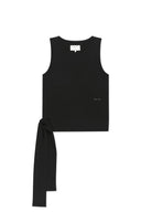 HEM TIE DETAIL SLEEVELESS TOP IN BLACK image 1