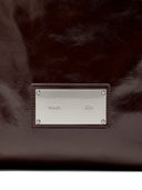 EMBOSSED LOGO LEATHER SHOULDER BAG IN BURGUNDY
